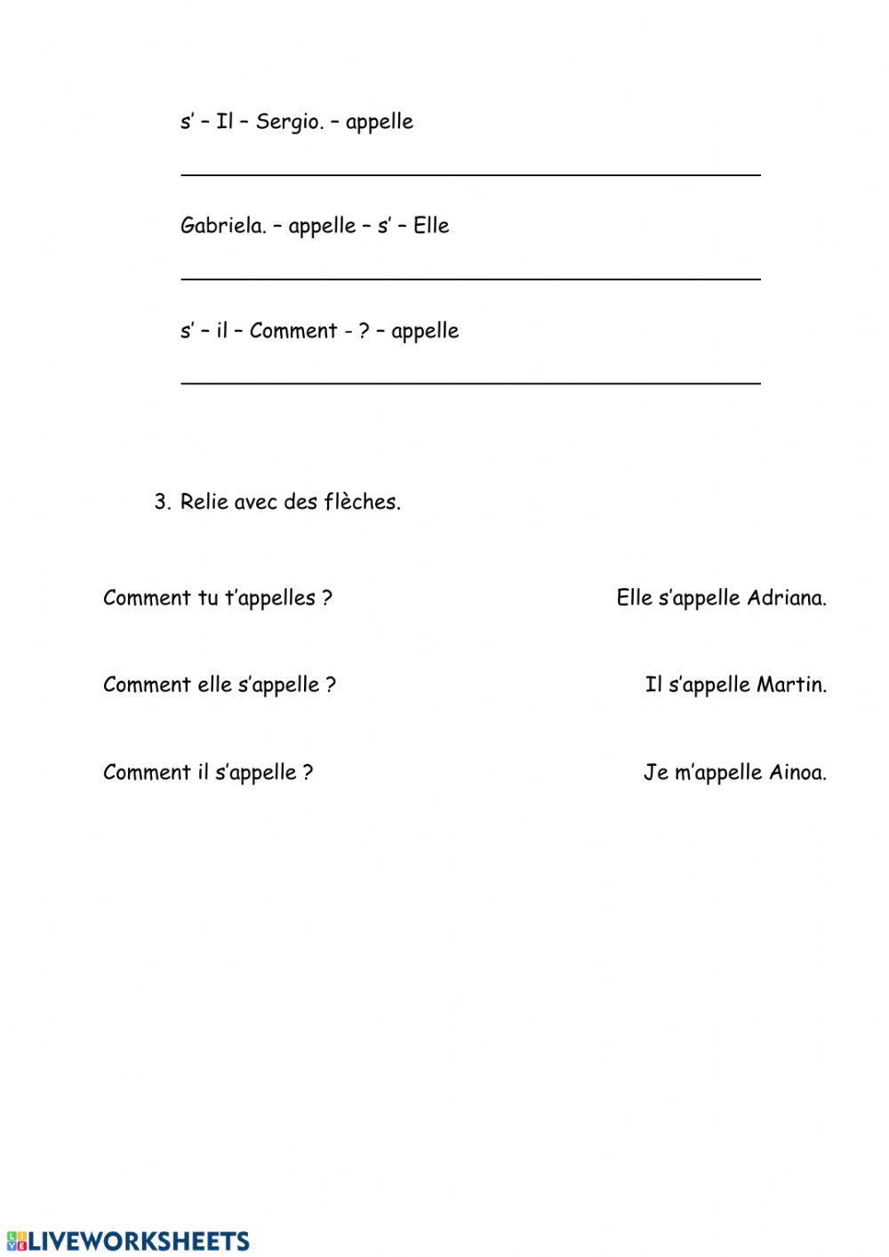 Comment elle sappelle worksheet Live Worksheets