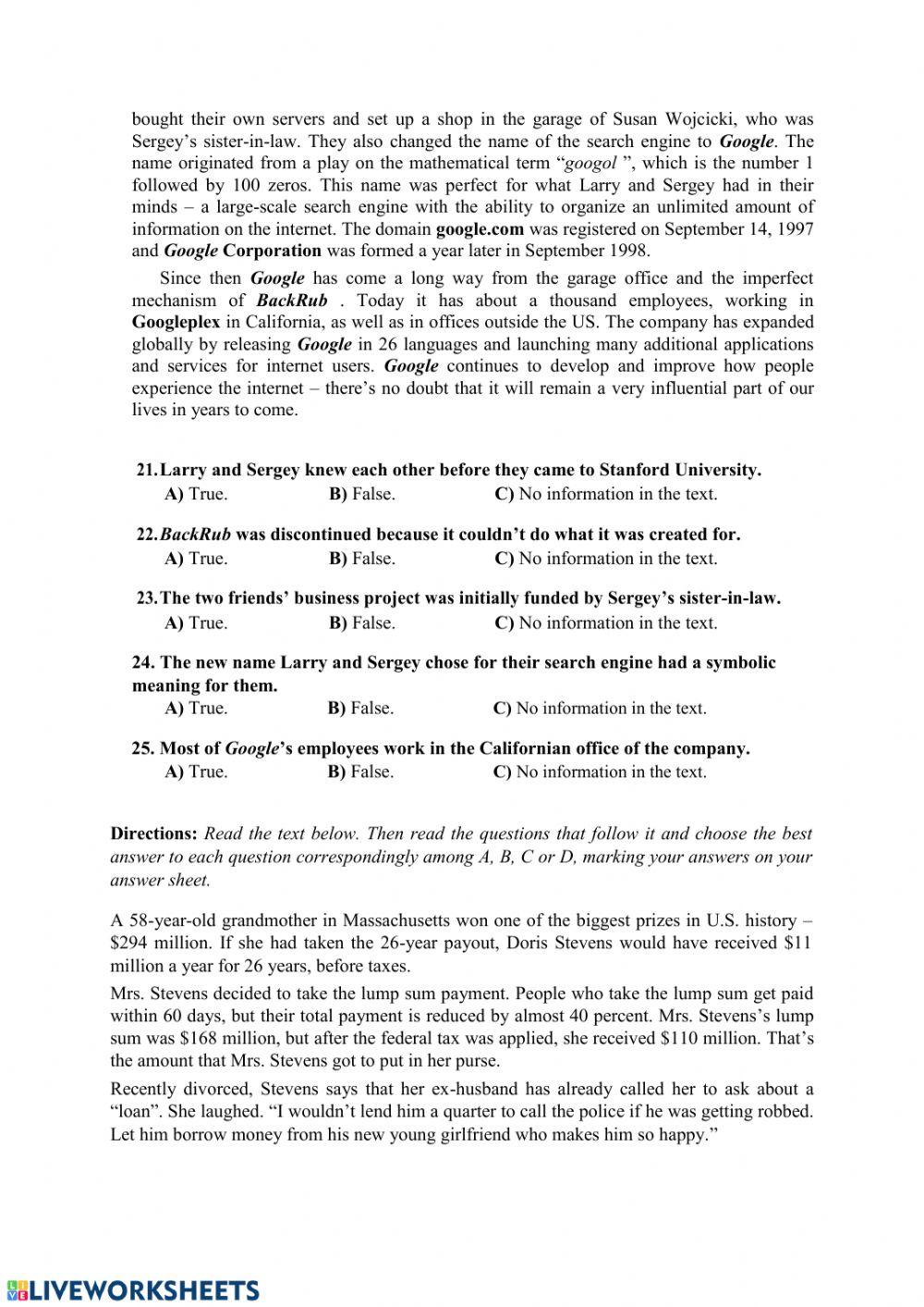 State exam practice test 12 - 2012