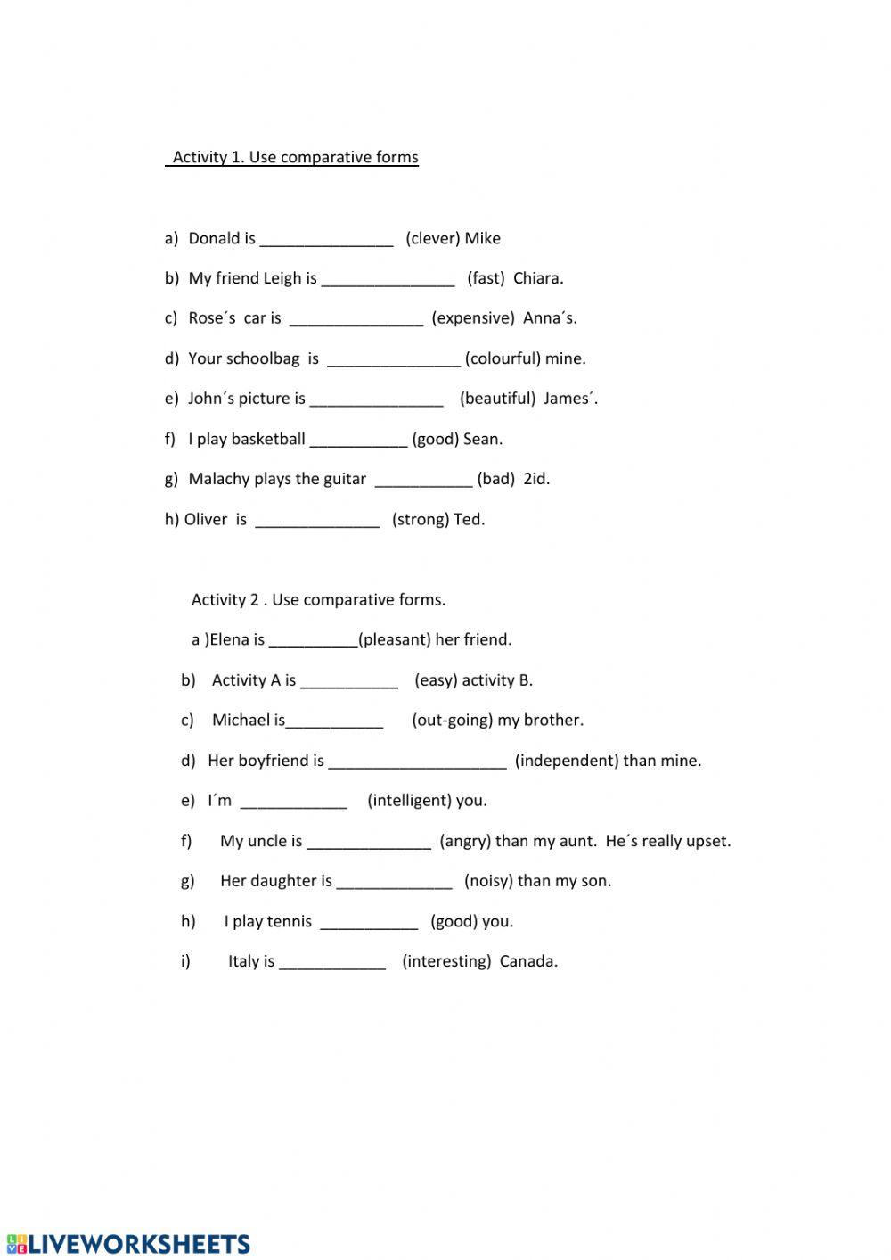 Comparatives and superlatives