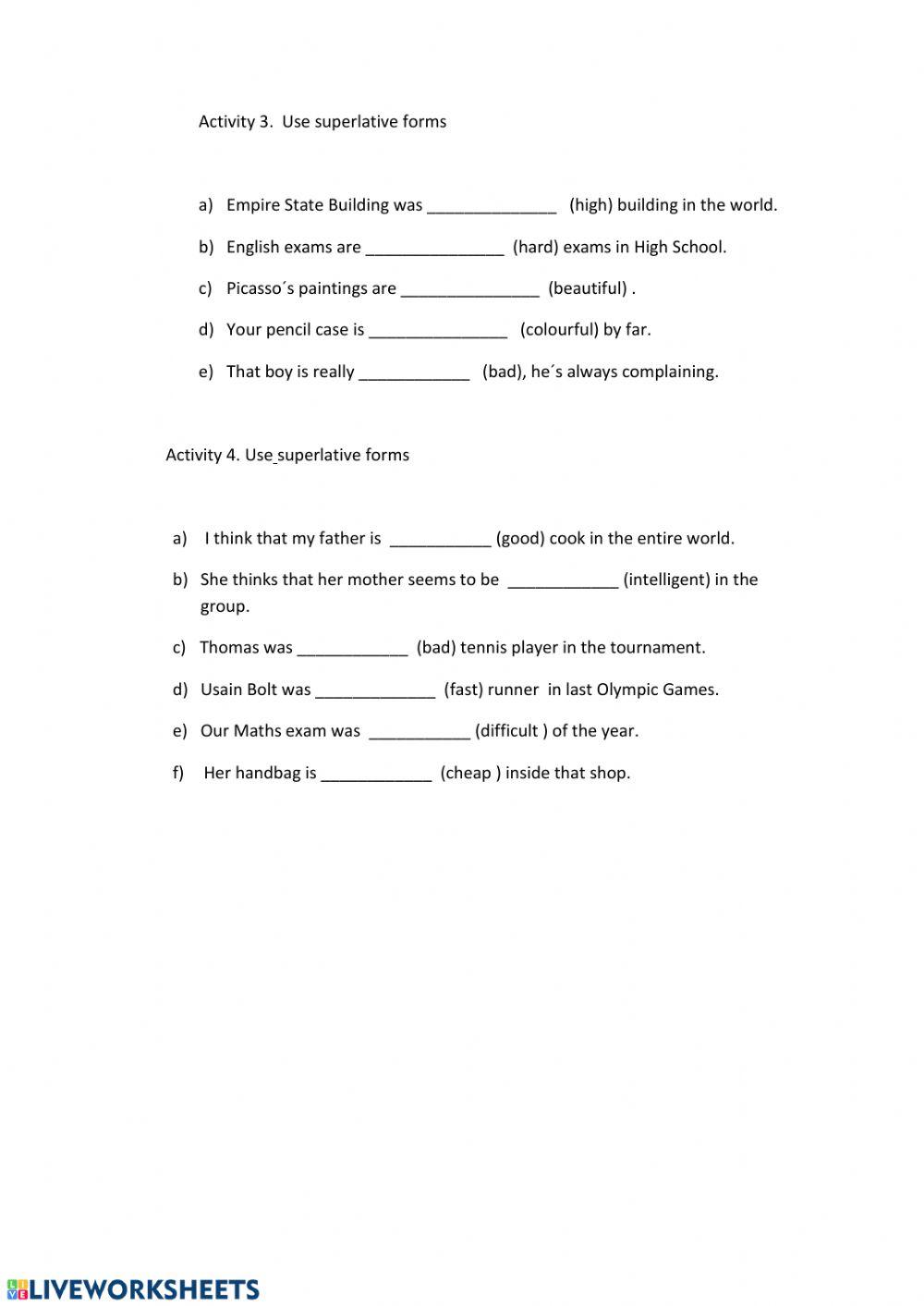Comparatives and superlatives