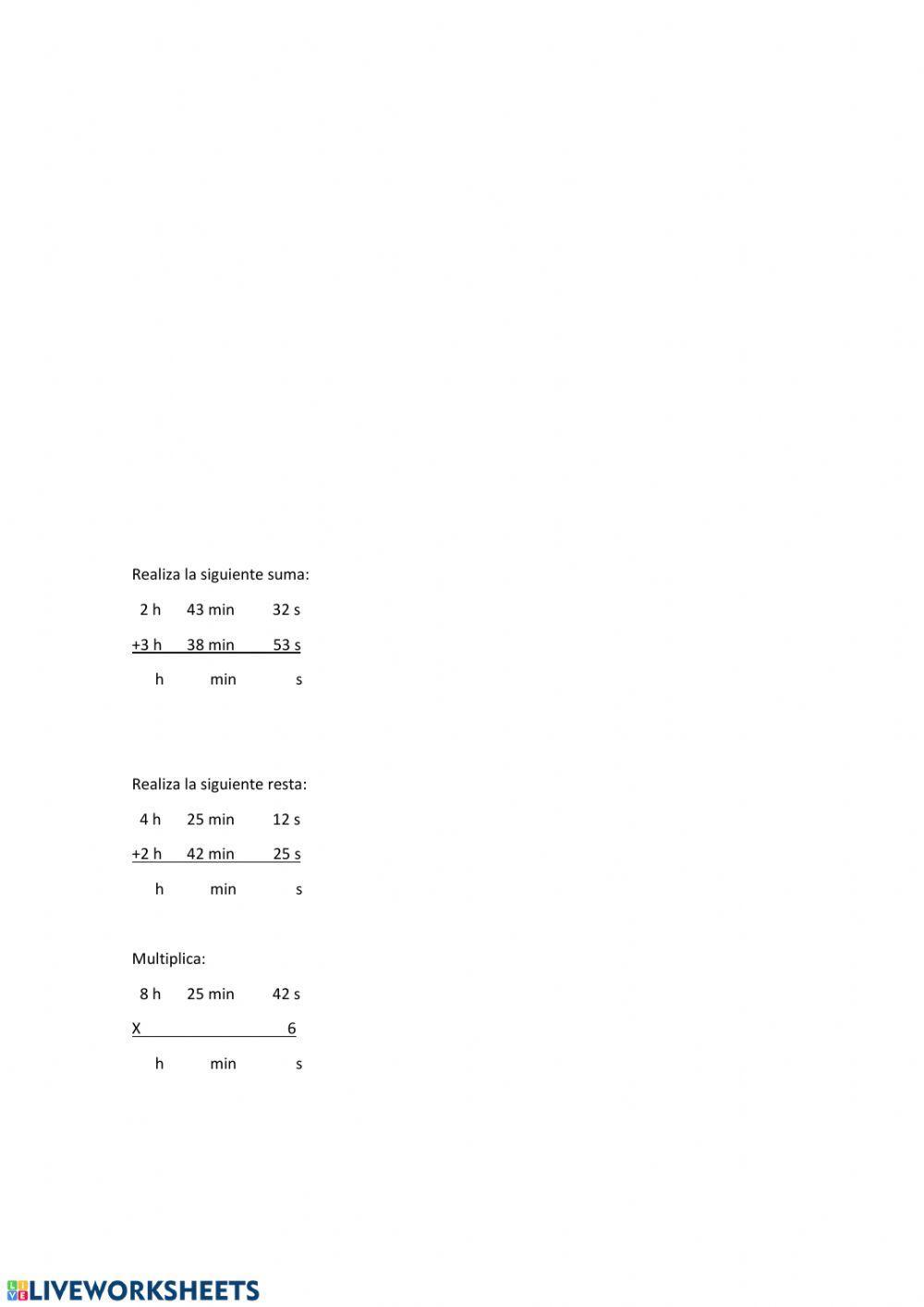 Operaciones con cantidades de tiempo