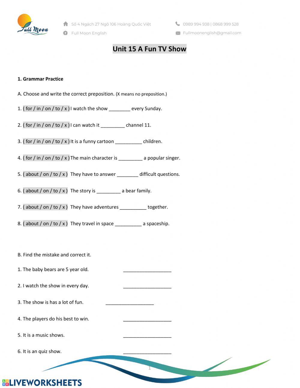 Unit 15-My favorite TV show