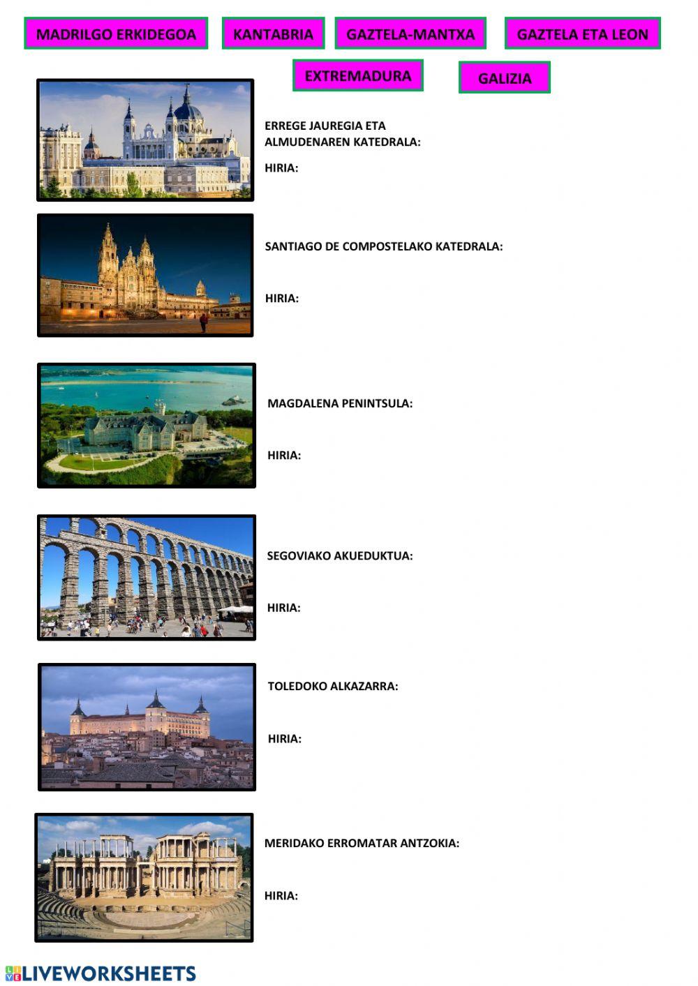 Eraikinak, autonomiak eta hiriak