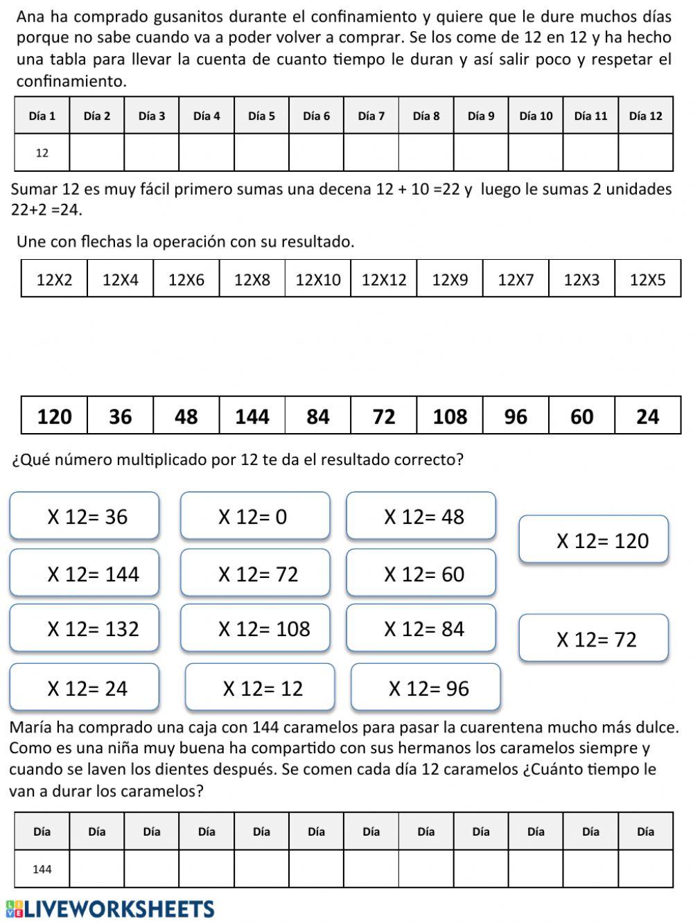 Mates actividades variadas