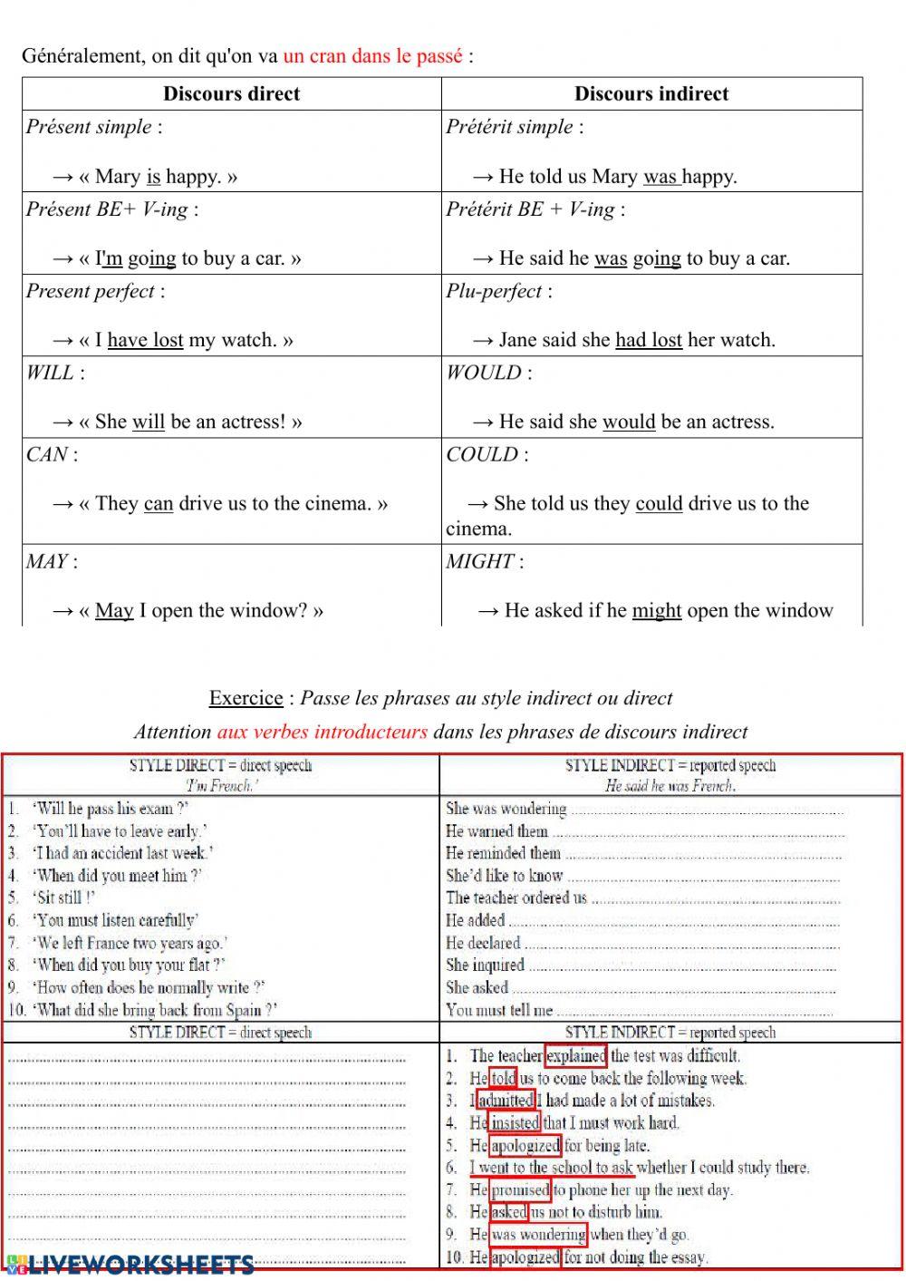 Direct and reported speech