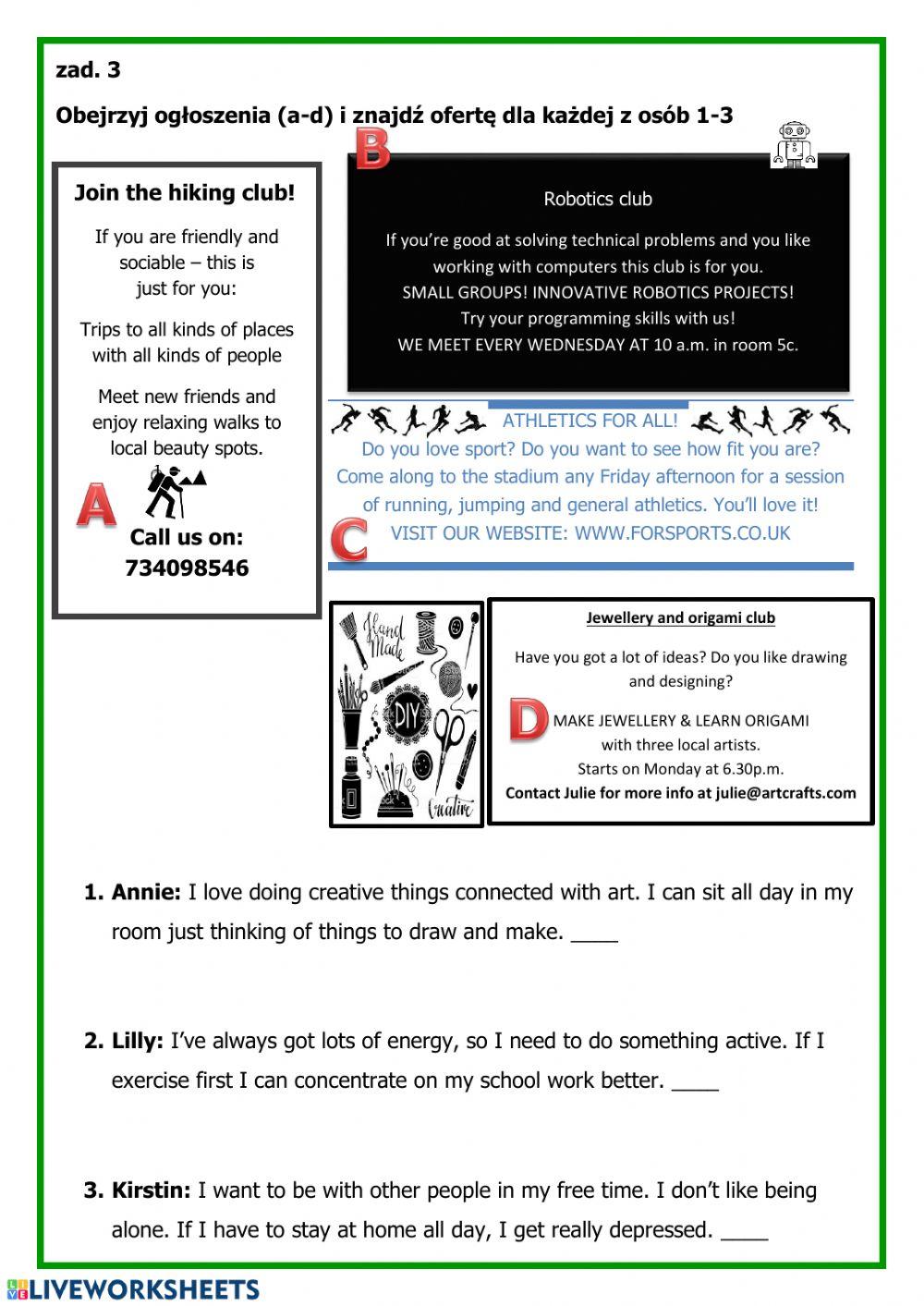 TEEN EXPLORER - unit 7 SKILLS WORK