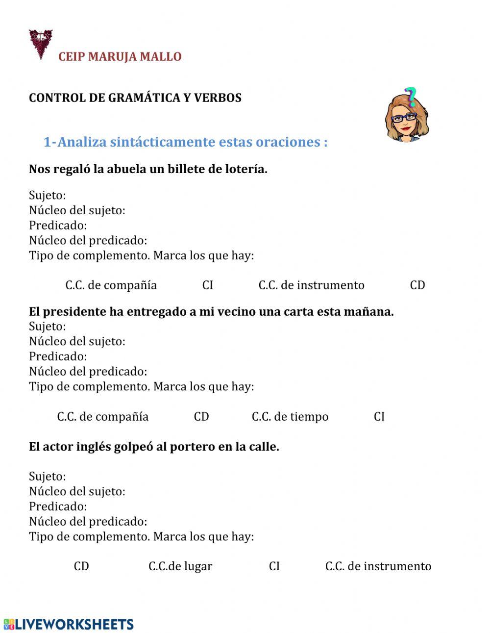 Análisis sintáctico y verbos