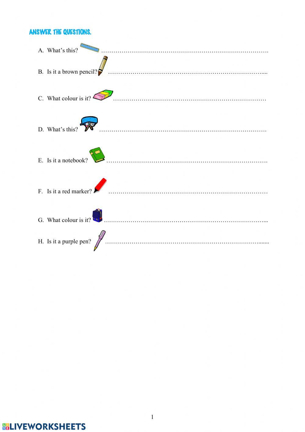 School objects answer