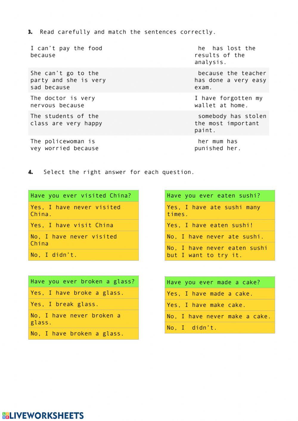 Present Perfect and Past participle