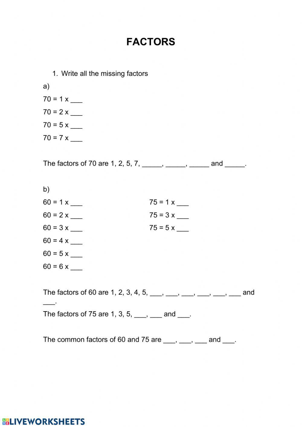 Factors and multiples