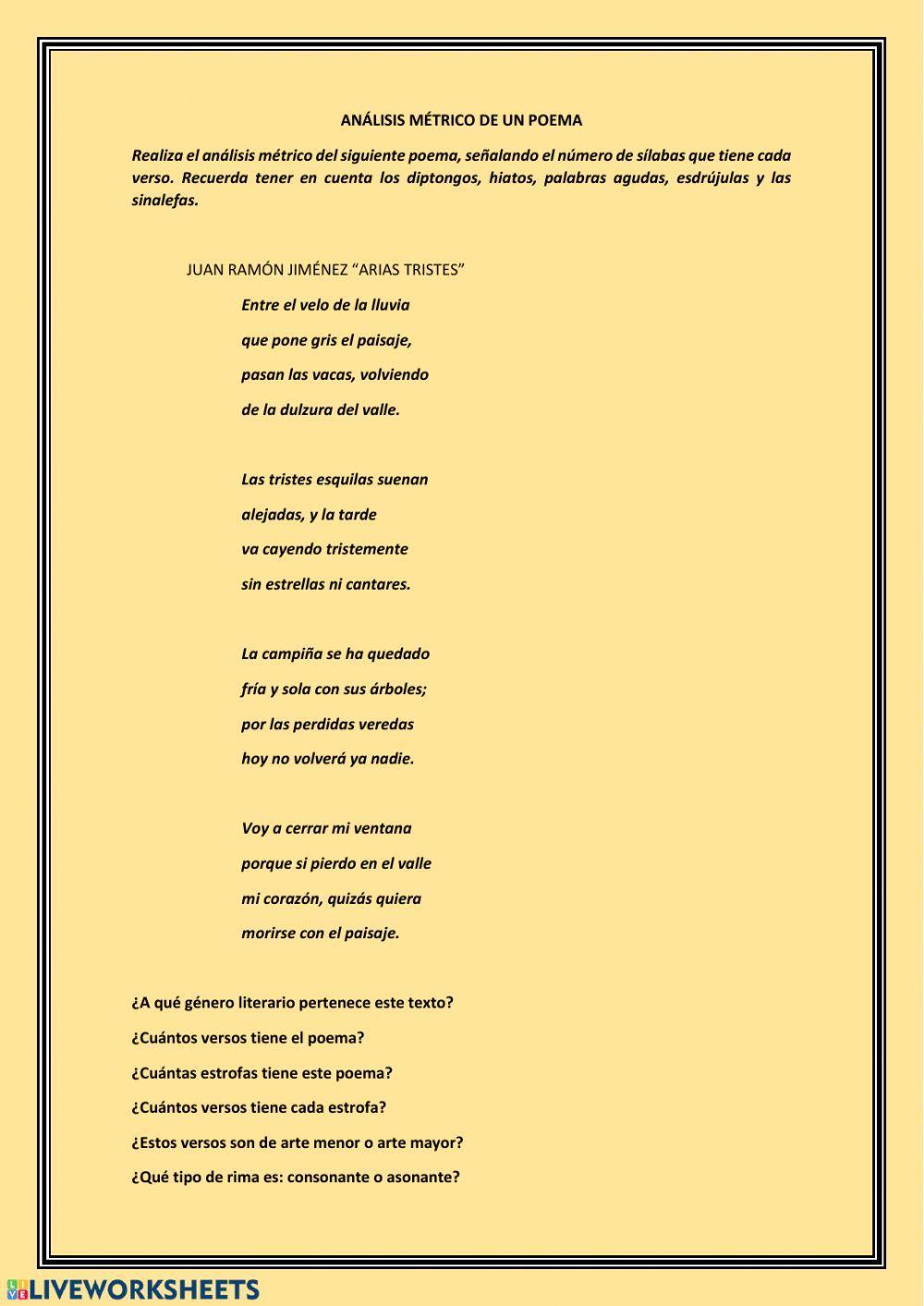 Análisis métrico poema Análisis métrico poema