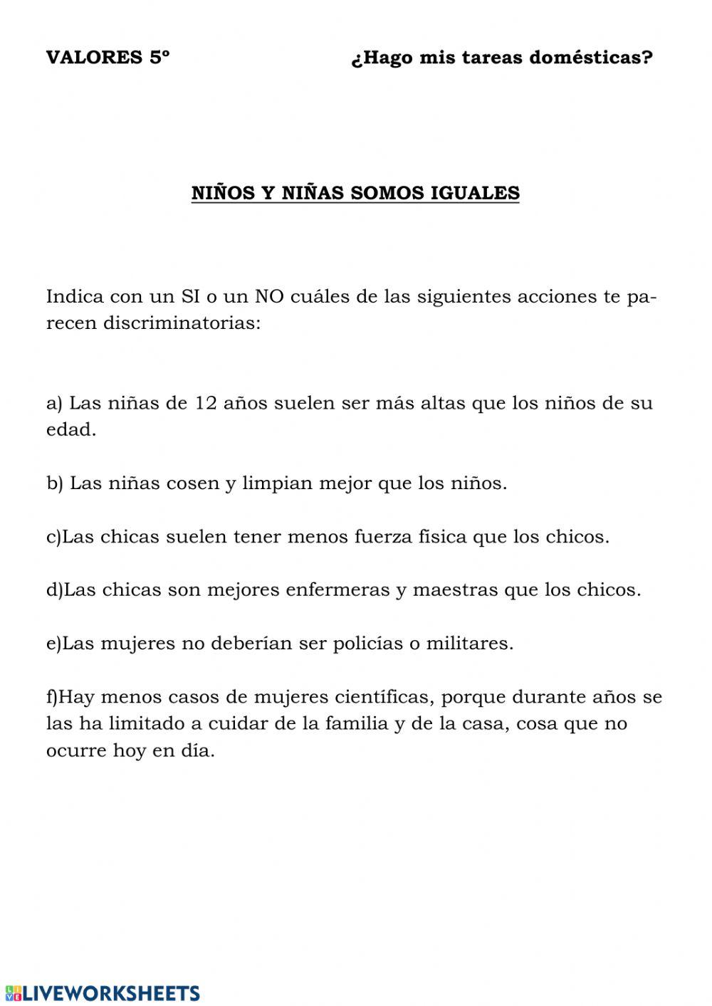 Chicos y chicas iguales