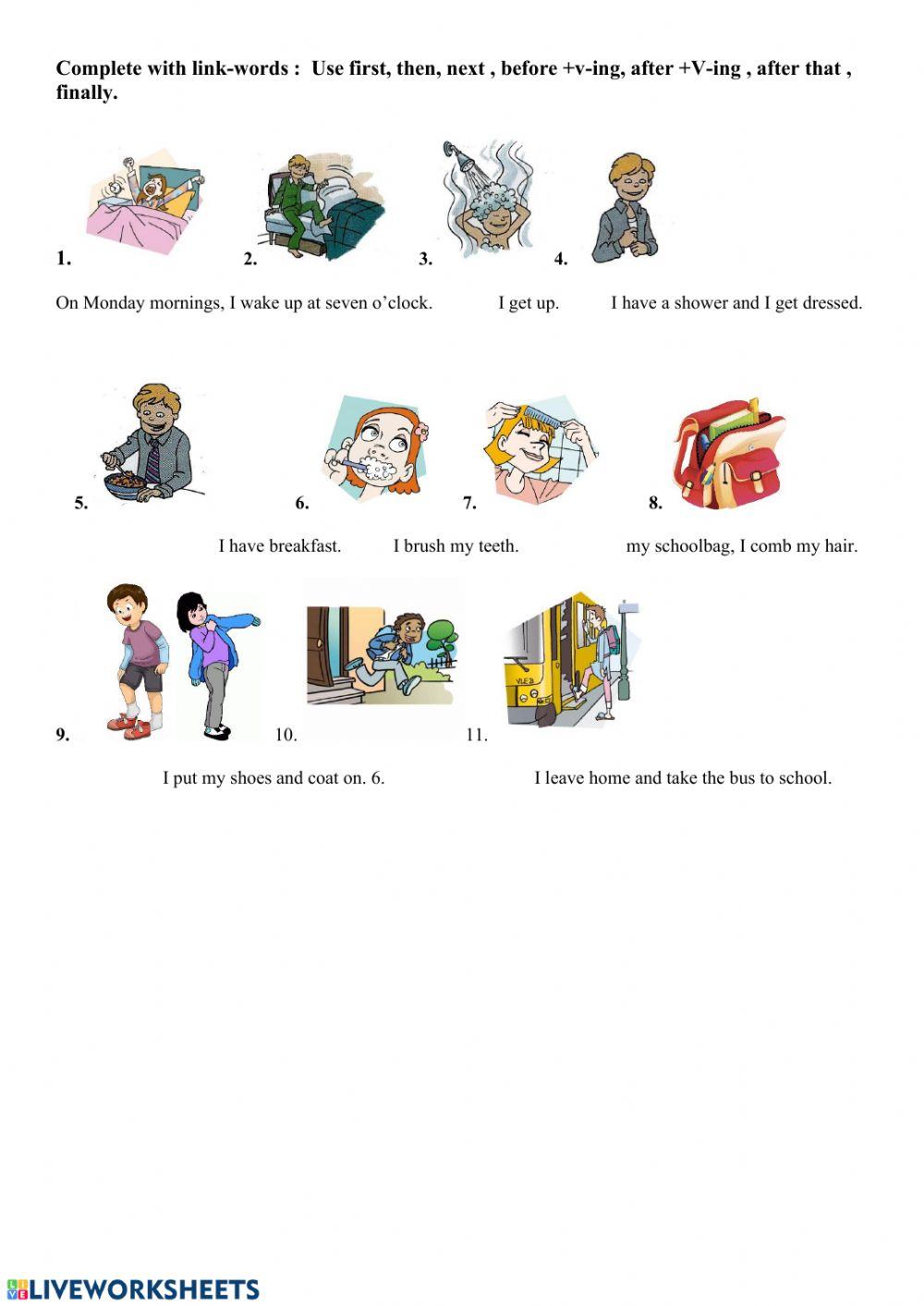 6e Daily routine linkwords