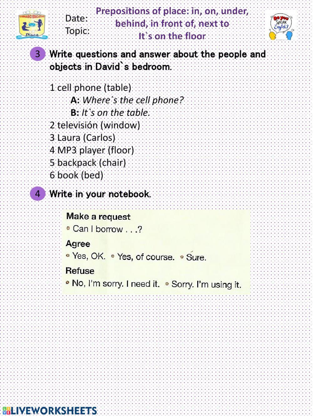 Prepositions of place