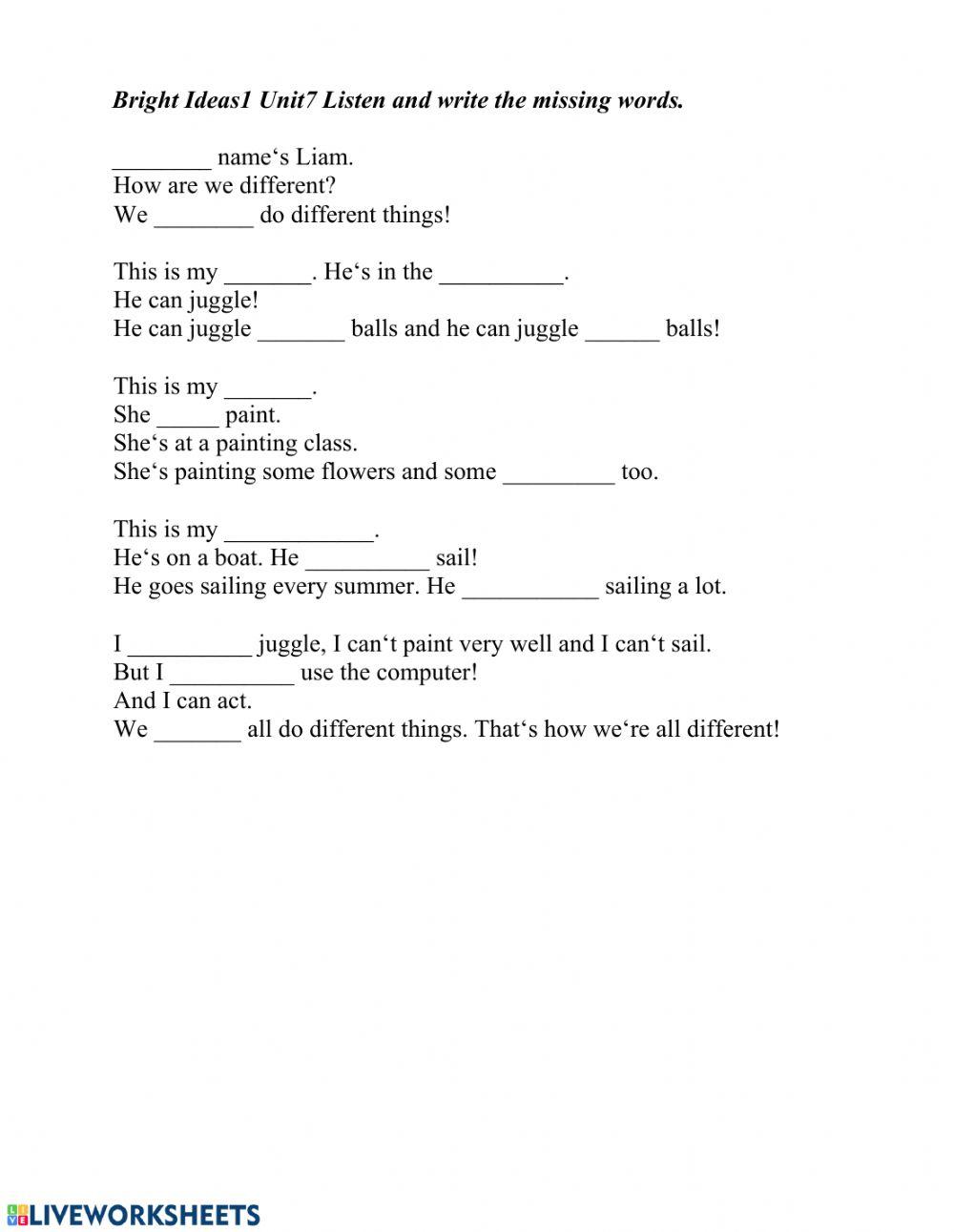 Bright Ideas 1 U7 Listening