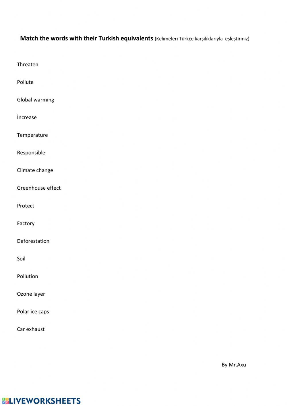 Environment Vocabulary