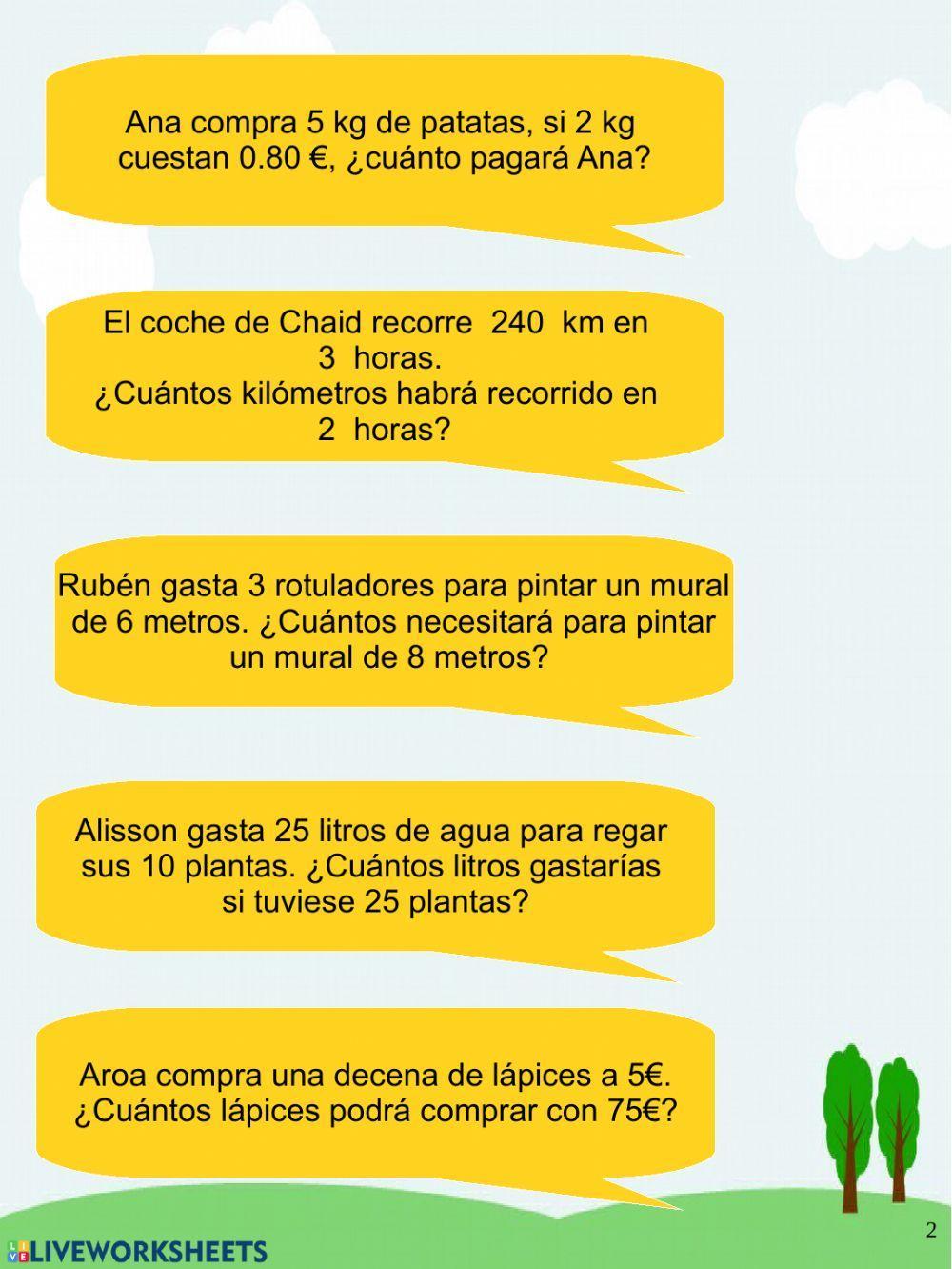 Problemas regla de tres