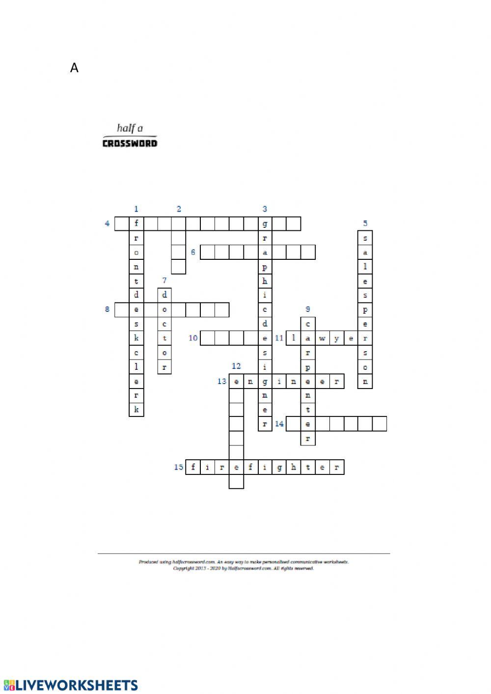 Half a crossword: Jobs A
