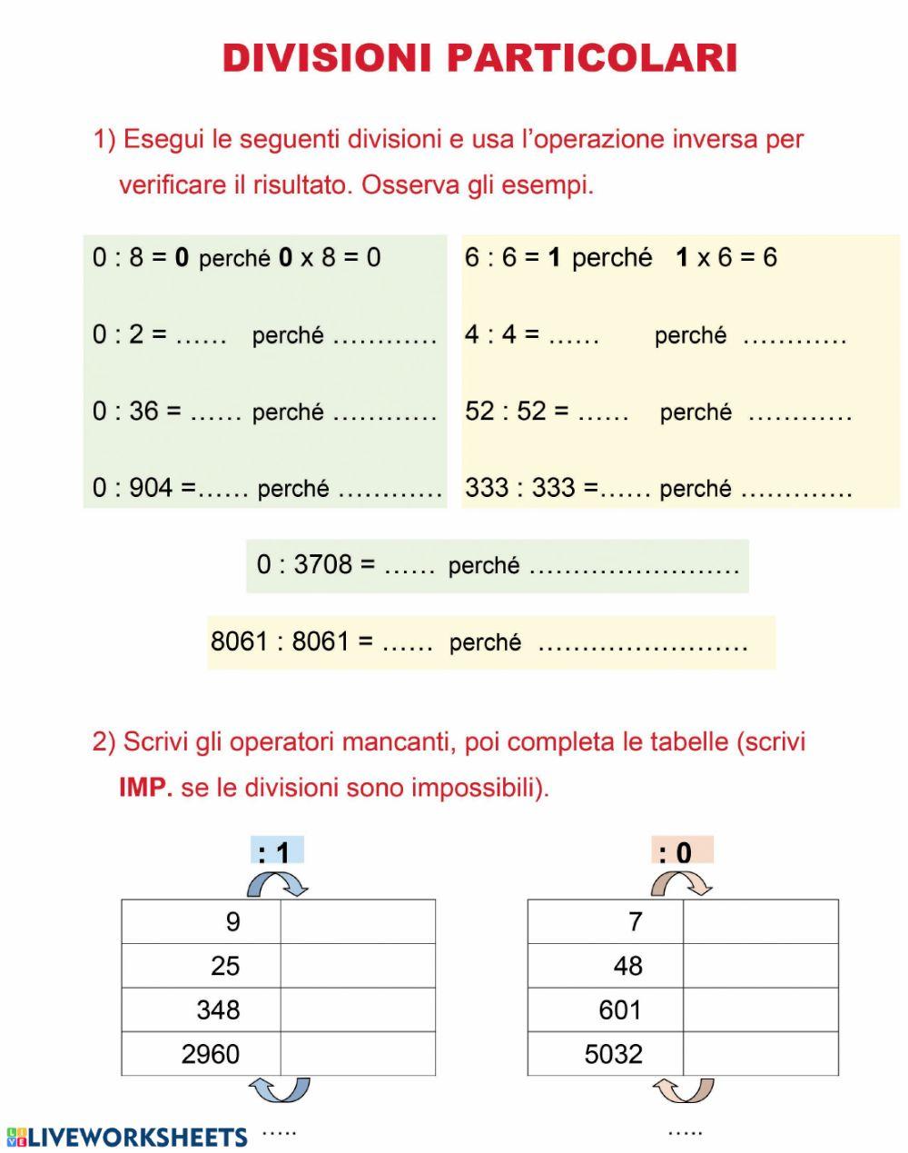 Divisioni particolari