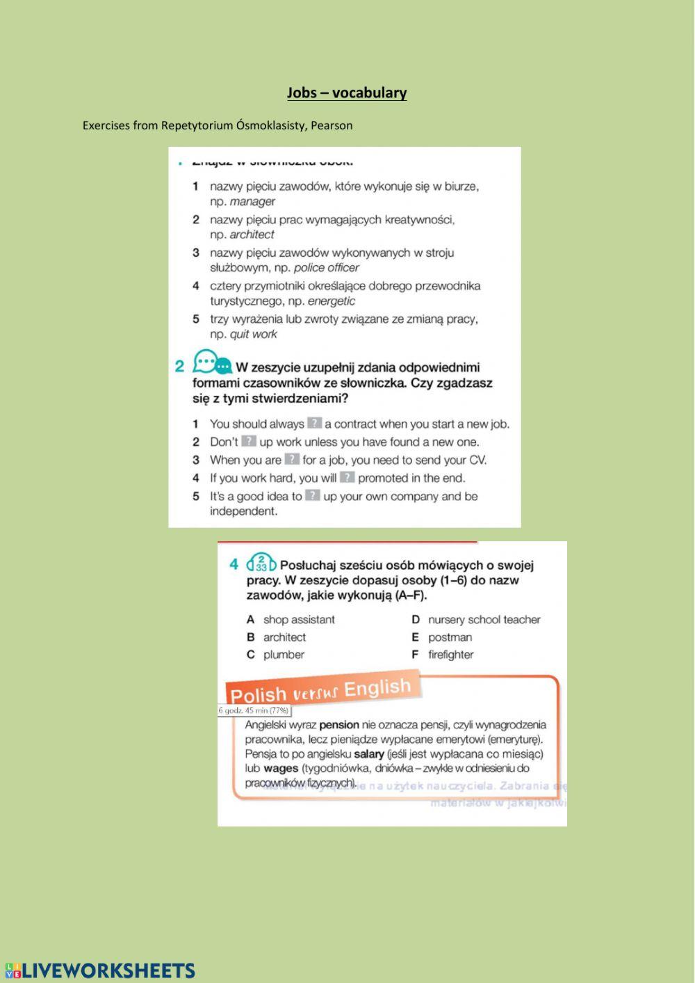 E8 - jobs vovabulary