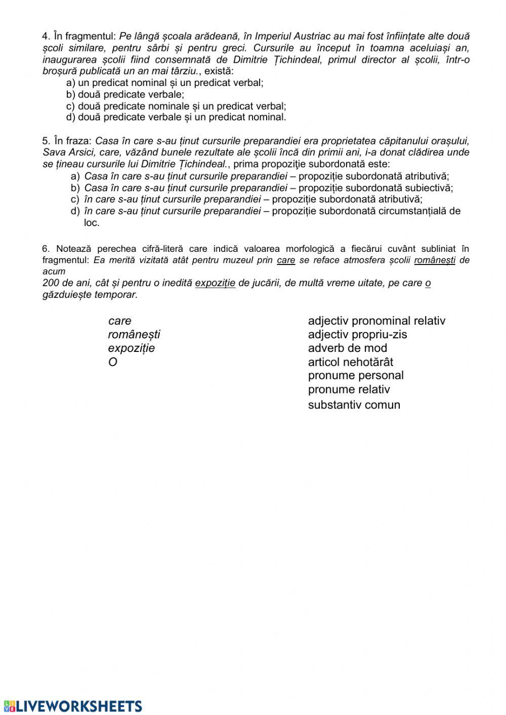 Subiectul 2 Evaluare Nationala Grila