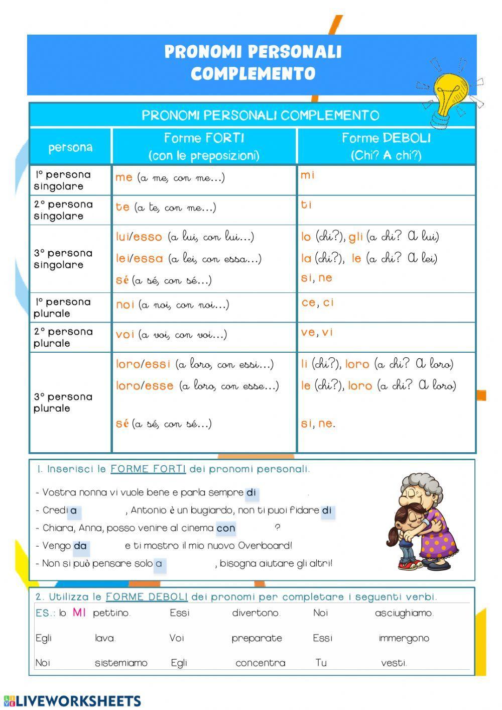 Pronomi personali complemento