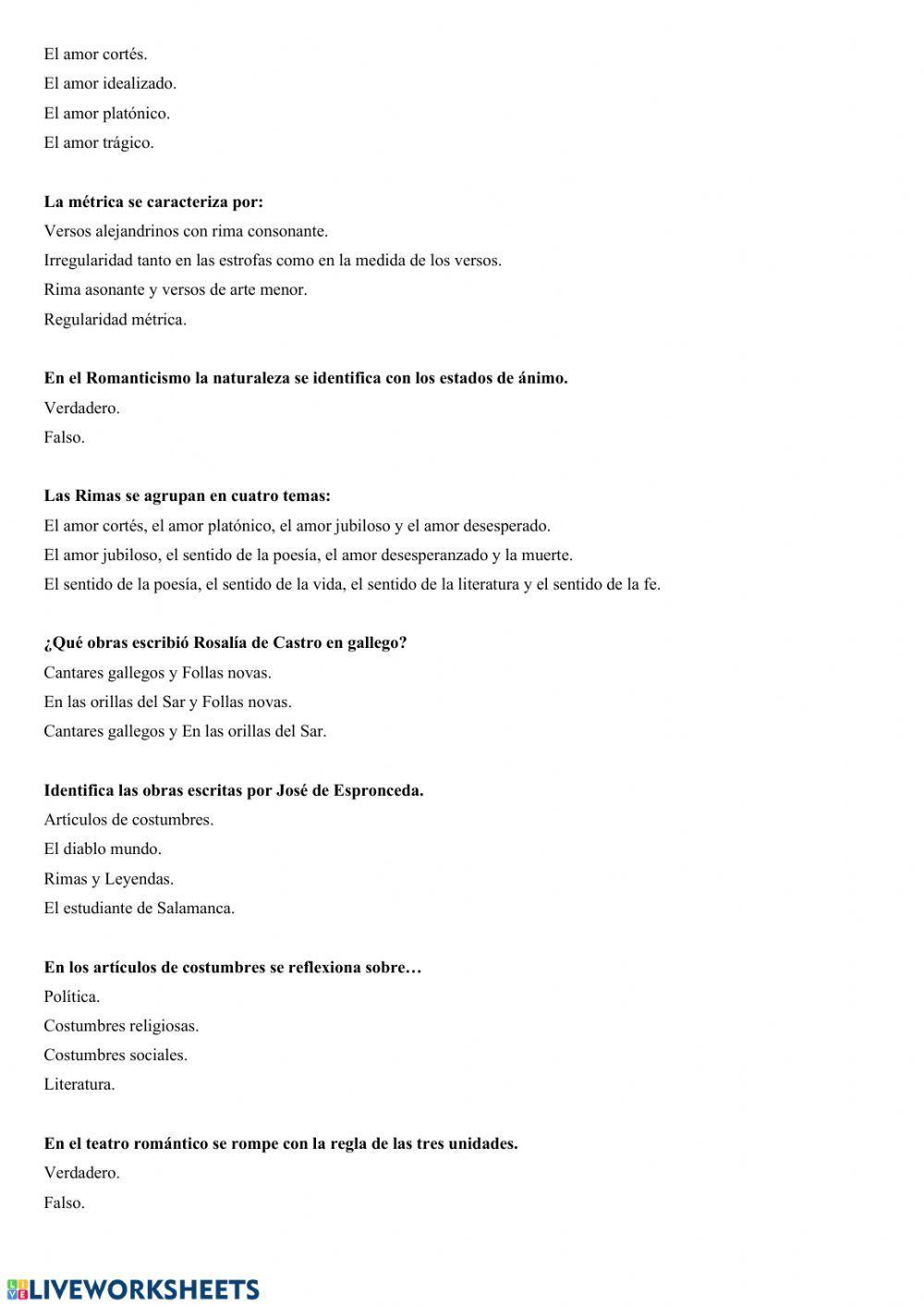 Repasamos el Romanticismo.