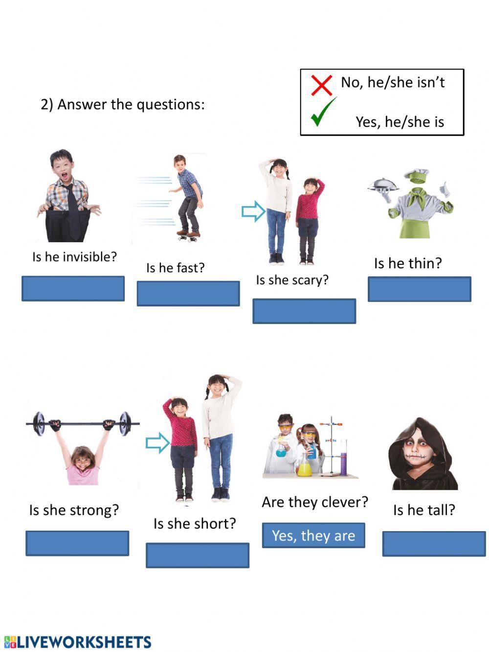 To be + adjectives -- Describing superheroes