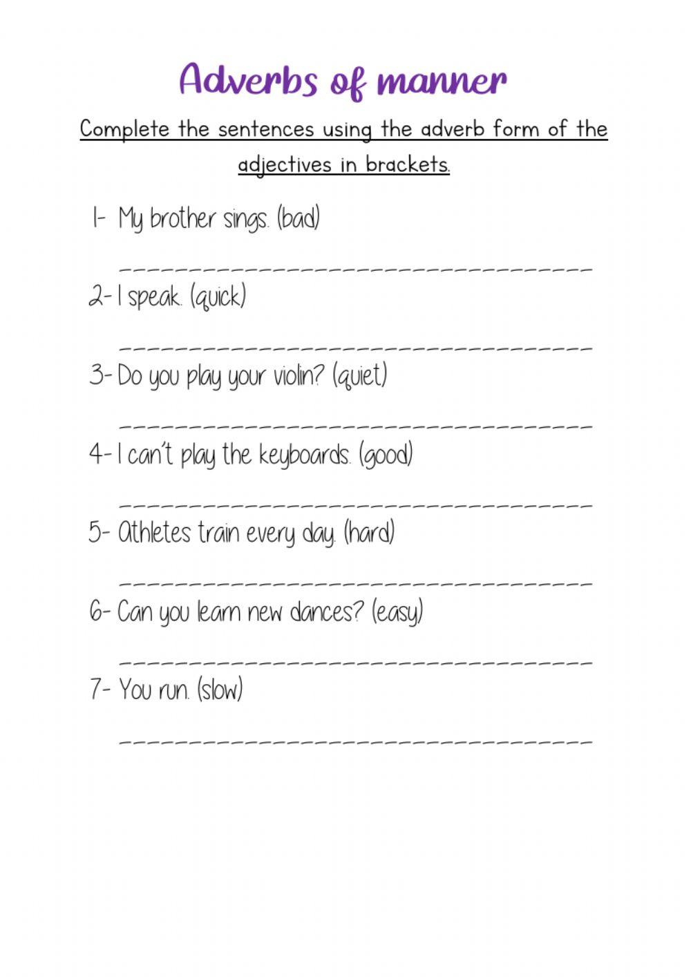 Adverbs of manner Adverbs of manner