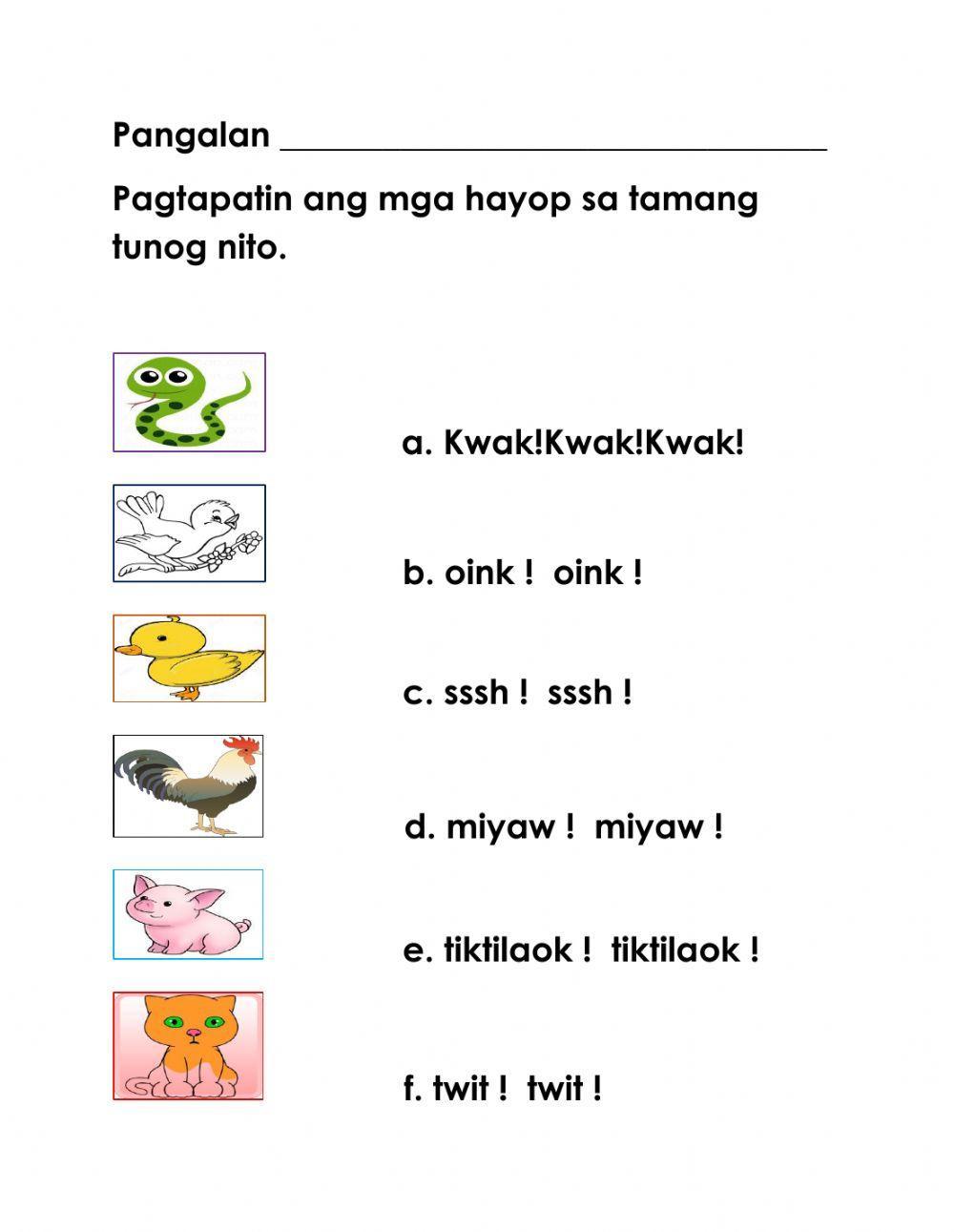 Mtb 1 Mga Tunog Ng Hayop Worksheet Live Worksheets