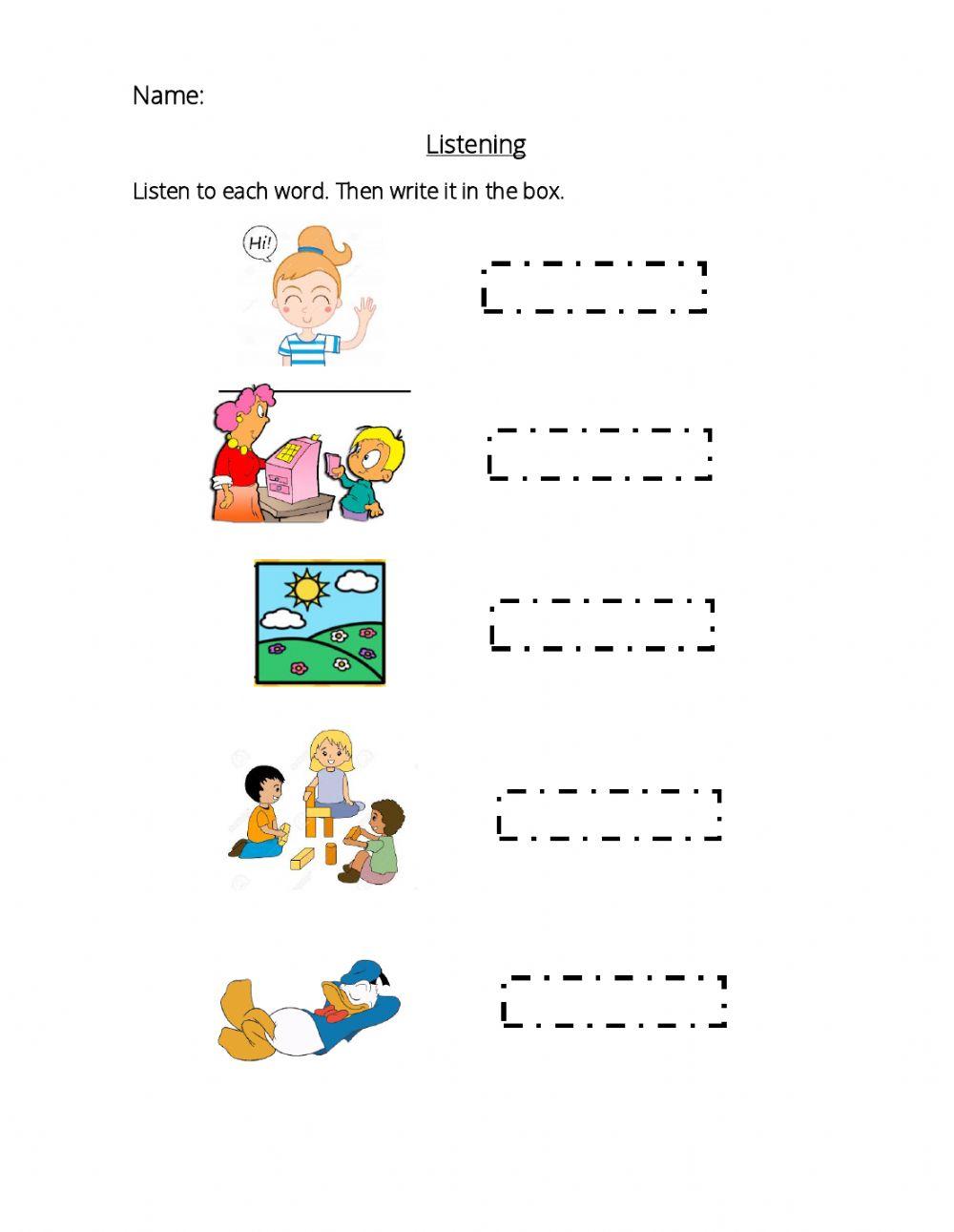 Listening and writing 'ay' words