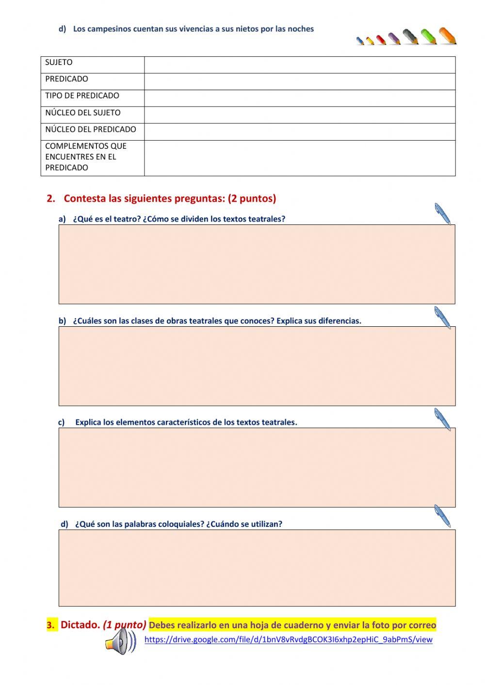 Control de gramática y literatura