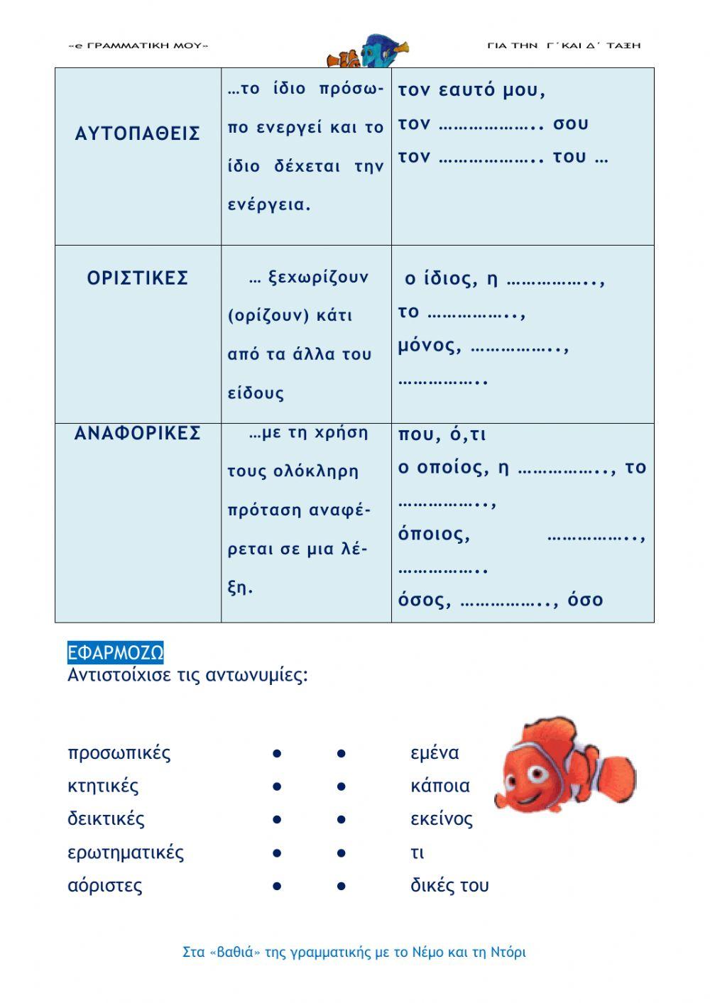Οι αντωνυμίες (e- Γραμματική μου Γ΄και Δ΄τάξη)