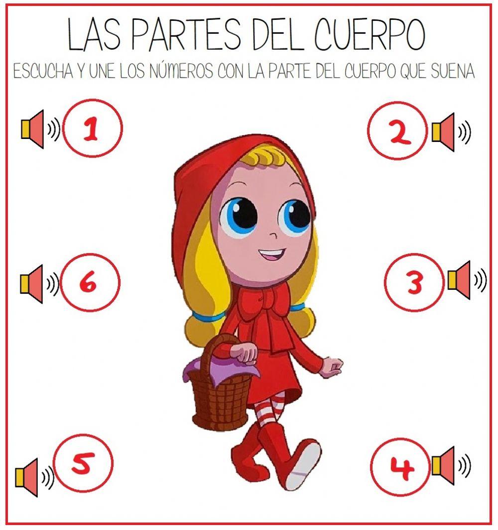 Caperucita roja partes del cuerpo y cara