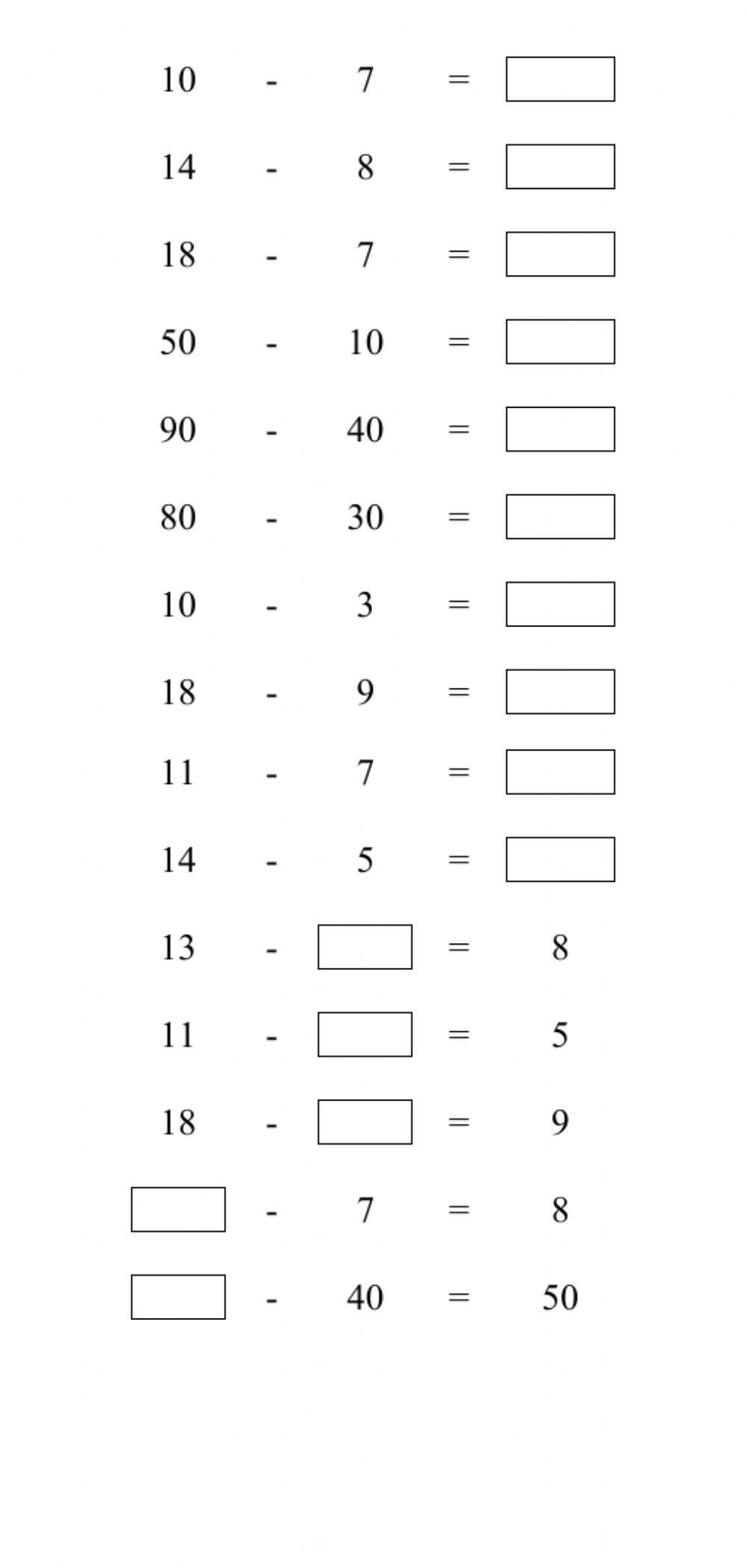 Subtraction Quiz 2