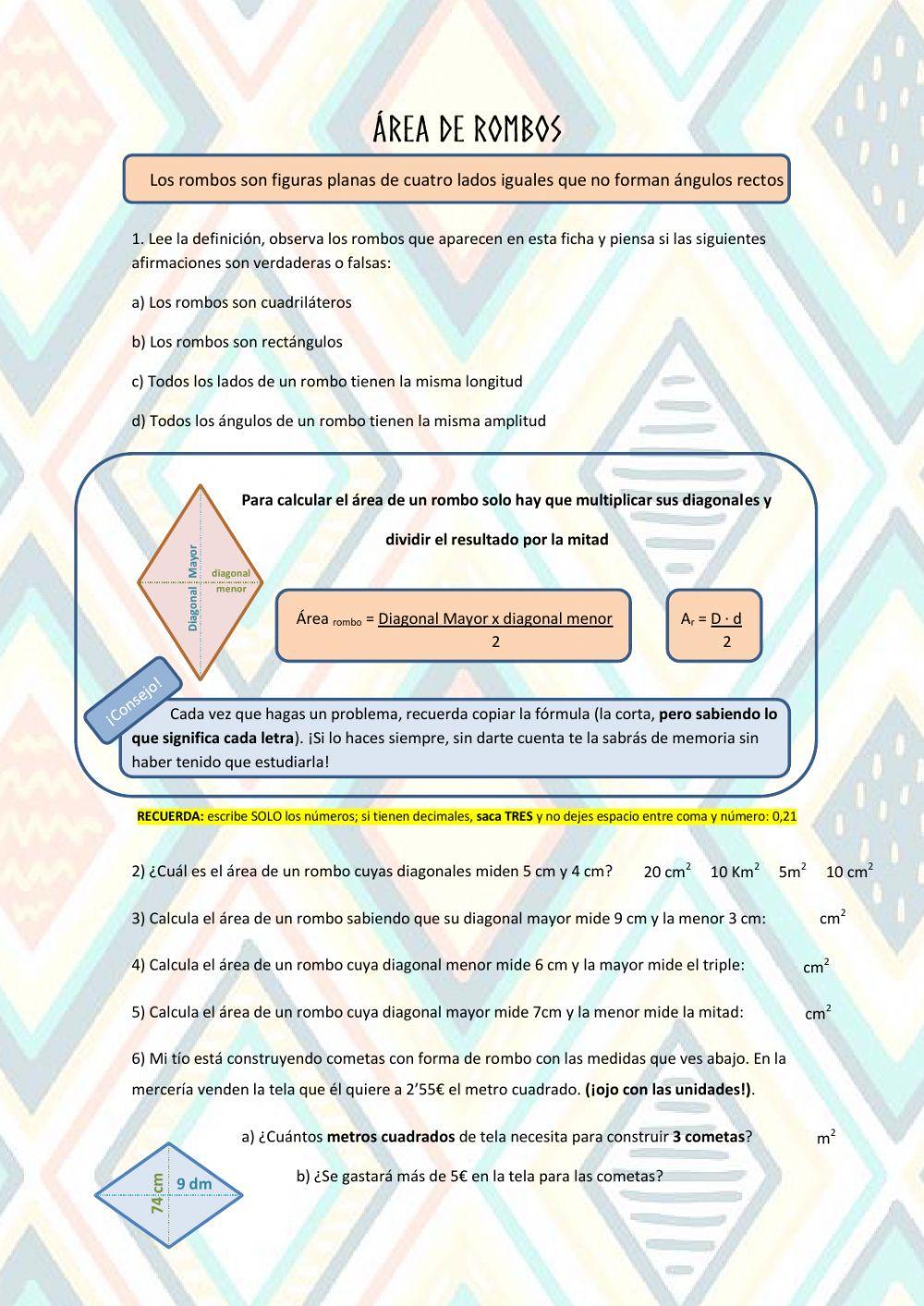 Área de rombos