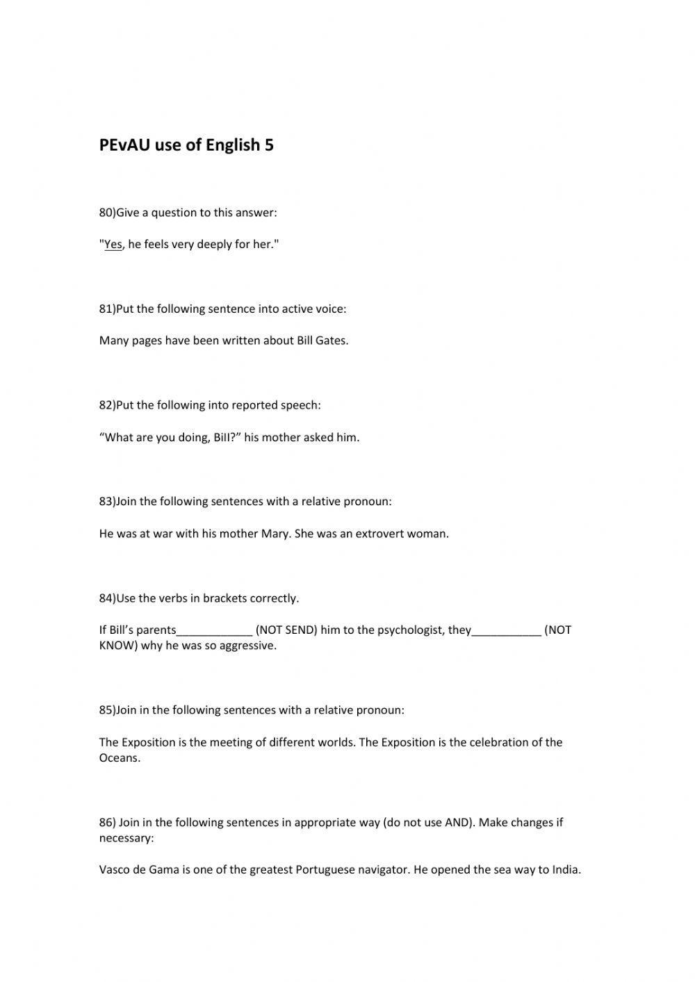 PeVau use of English Practice