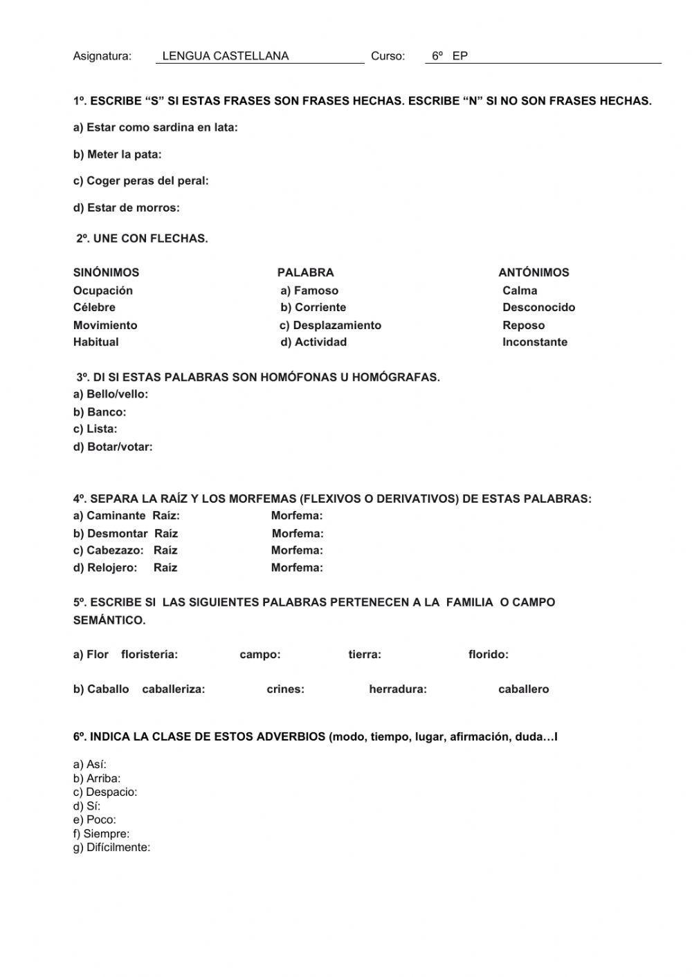 Ficha de repaso 2ª Evaluación