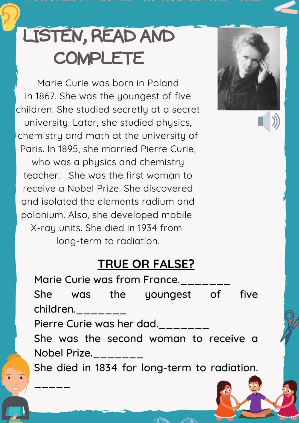 Courageous people who changed the world. marie curie