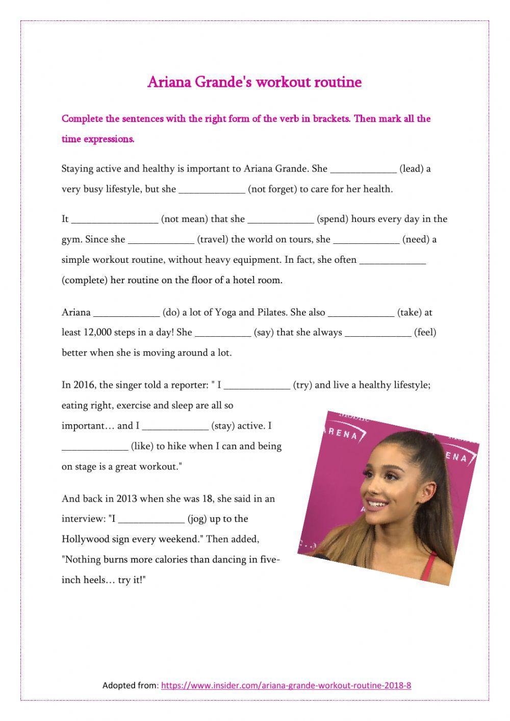 Ariana Grande's workout routine