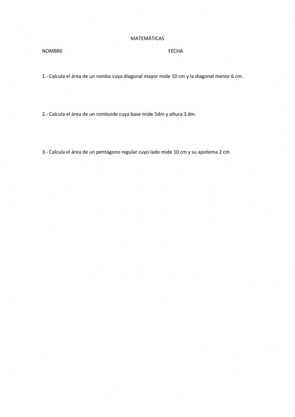 Áreas de figuras planas