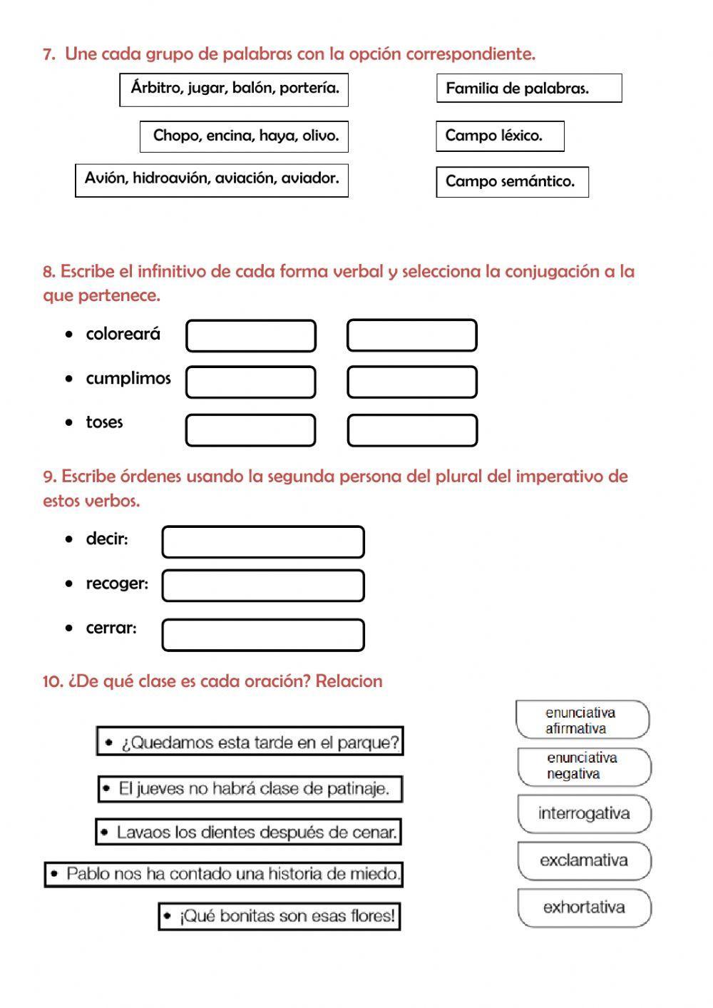 Repaso acumulativo tema 13 de Lengua de 4º de Primaria