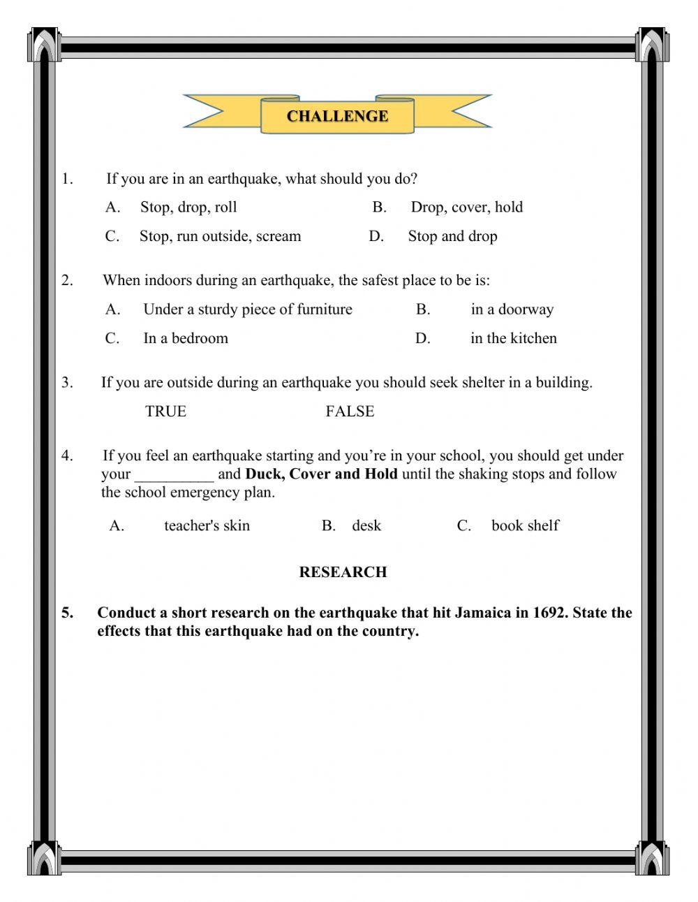 Natural disasters (Earthquakes)