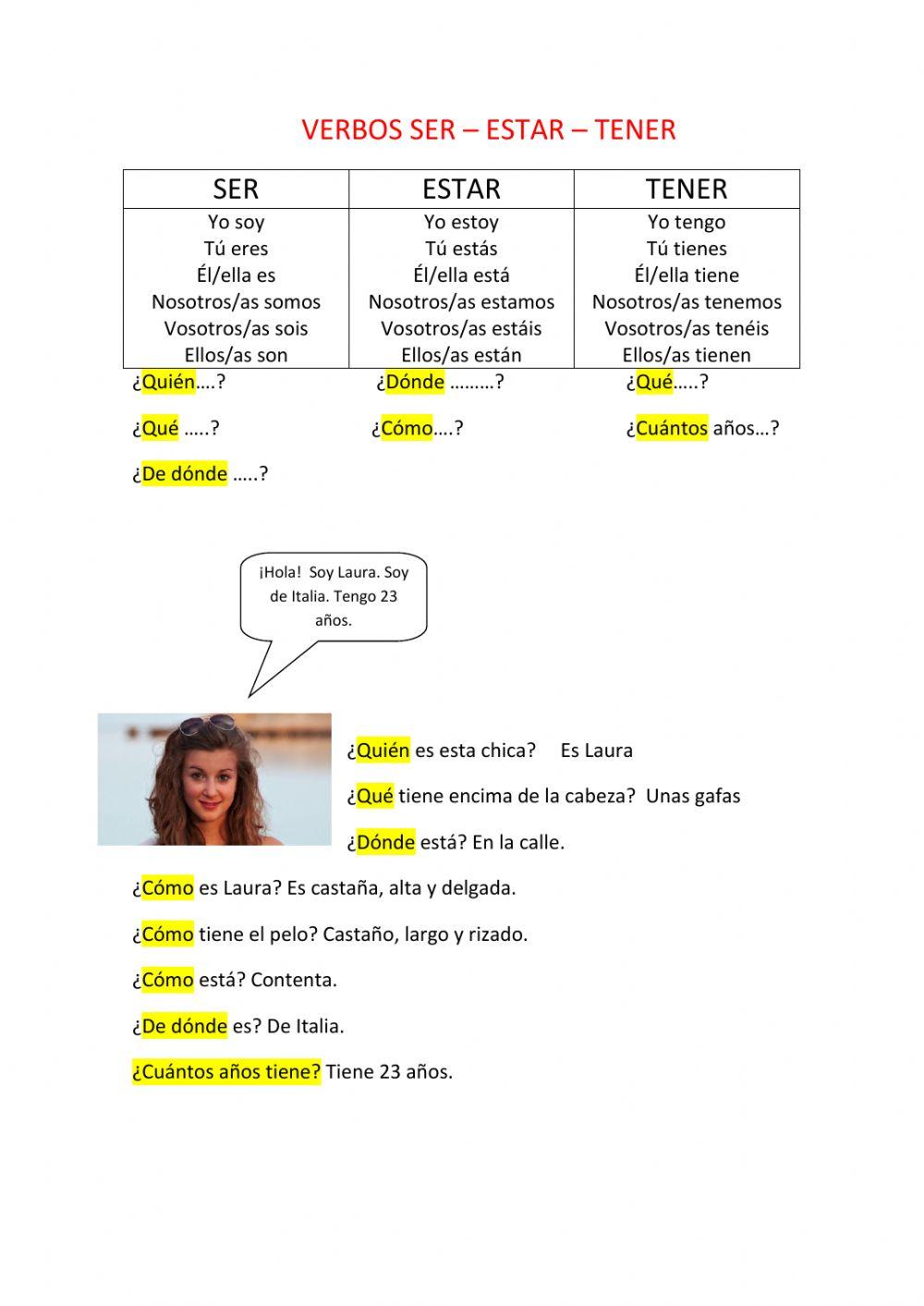 Preguntas+ SER-ESTAR-TENER