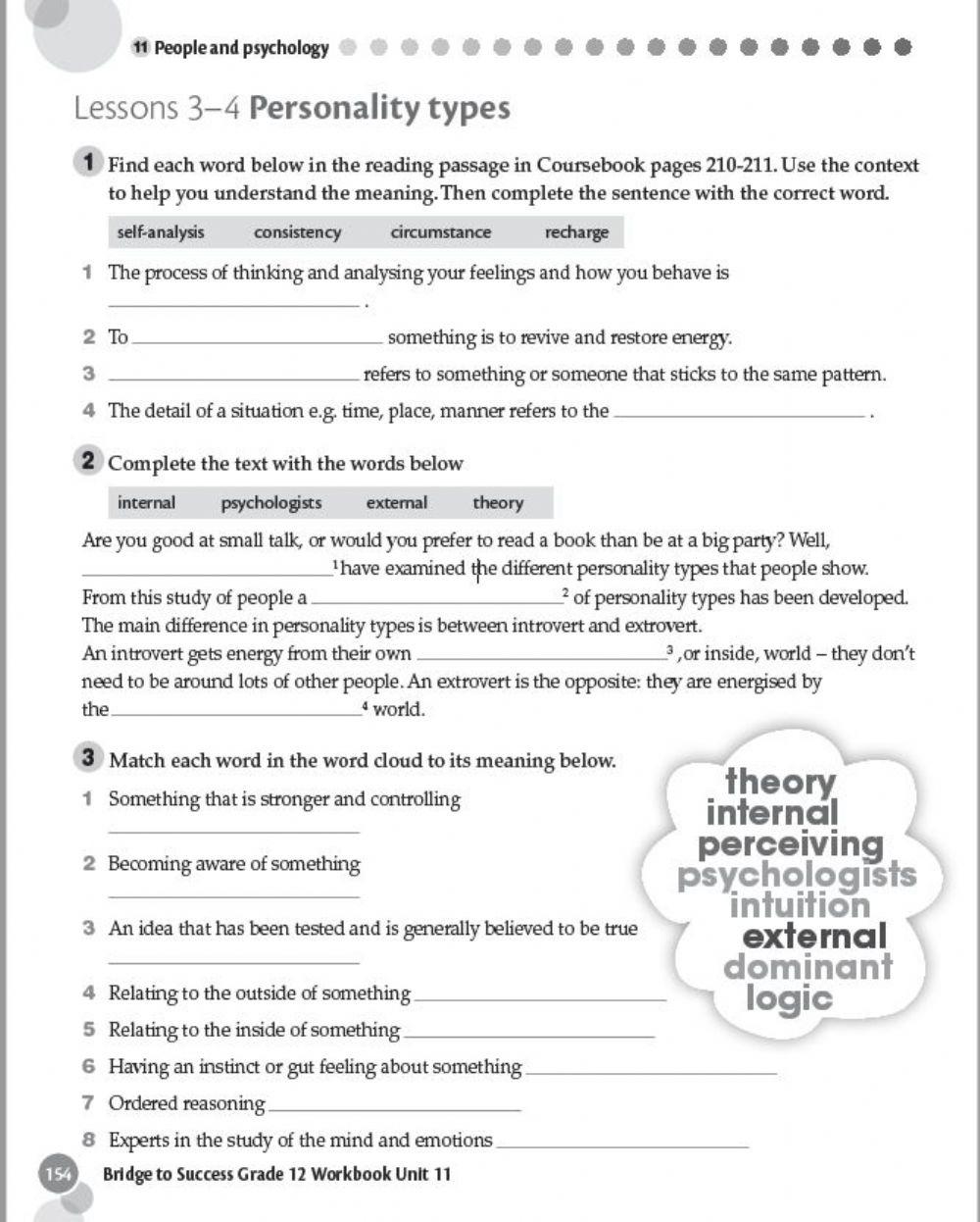 Personality vocabulary