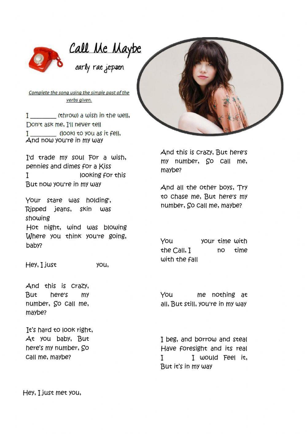 241577 Songs in past simple Noemí LiveWorksheets