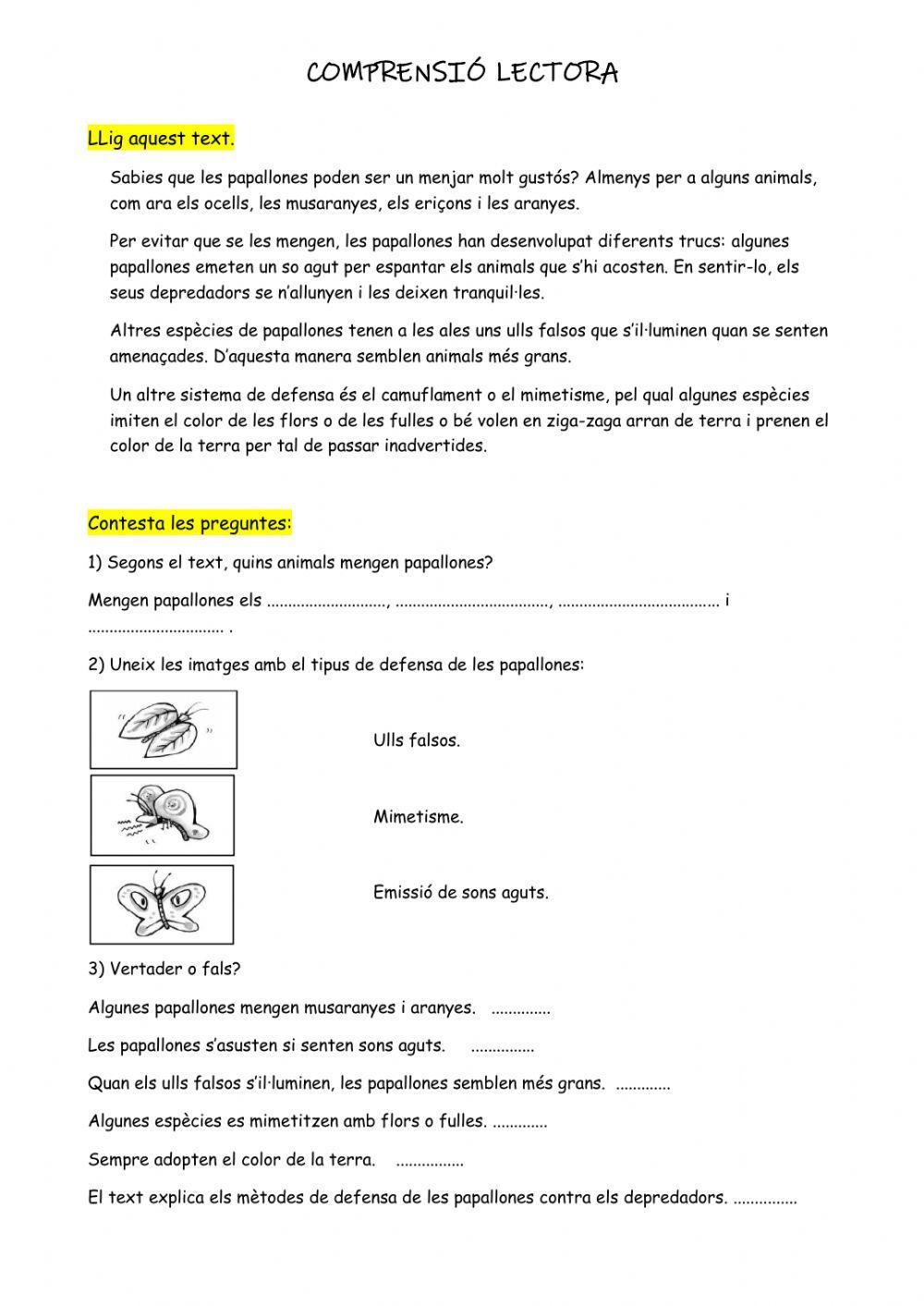 Comprensió lectora valencià