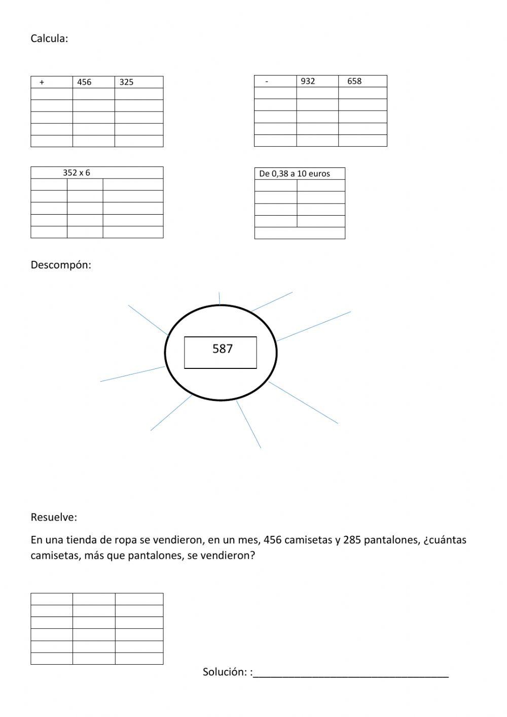 Cálculo, descomposición en sol y problema
