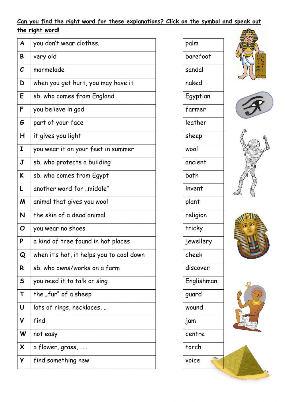 all-about-egypt-matching-words-and-meanings-worksheet-live-worksheets