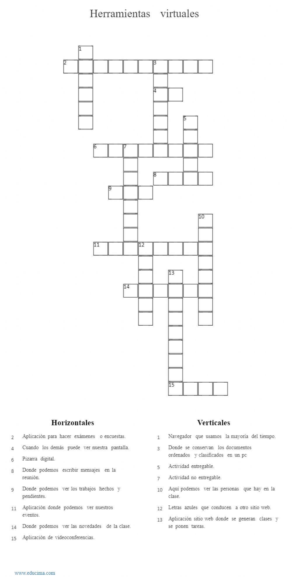 Crucigrama Heramientas Virtuales